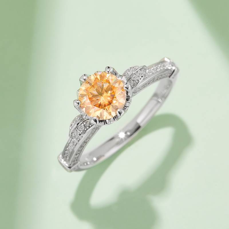 天鹅湖S925银镀白金MoissaniteWomen's Ring1ctD级